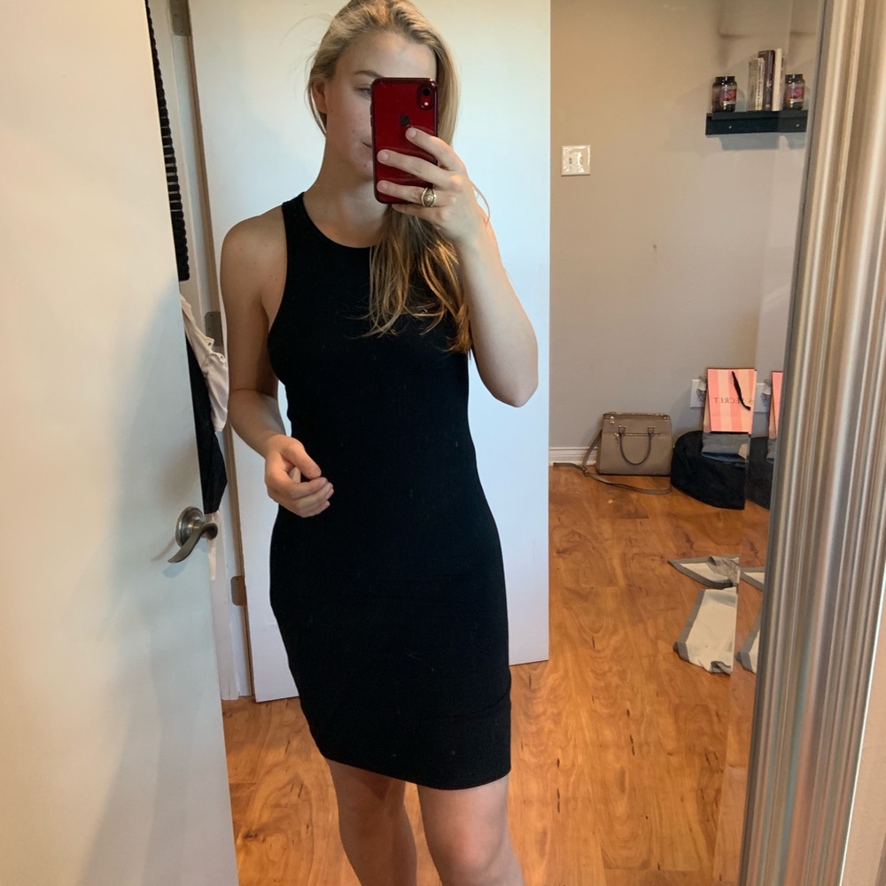 Black cotton midi dress